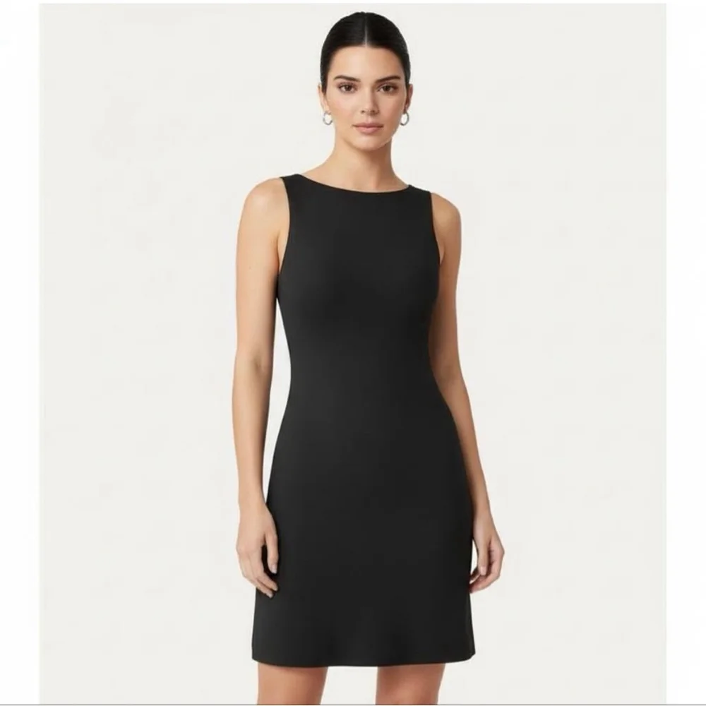 OGL Black Cooling Open Back Bandless Brami Boat Neck Mini Dress LBD Size XL - Picture 2 of 12